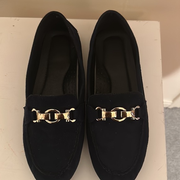 Navy blue suede loafer pre owned - Picture 4 of 5